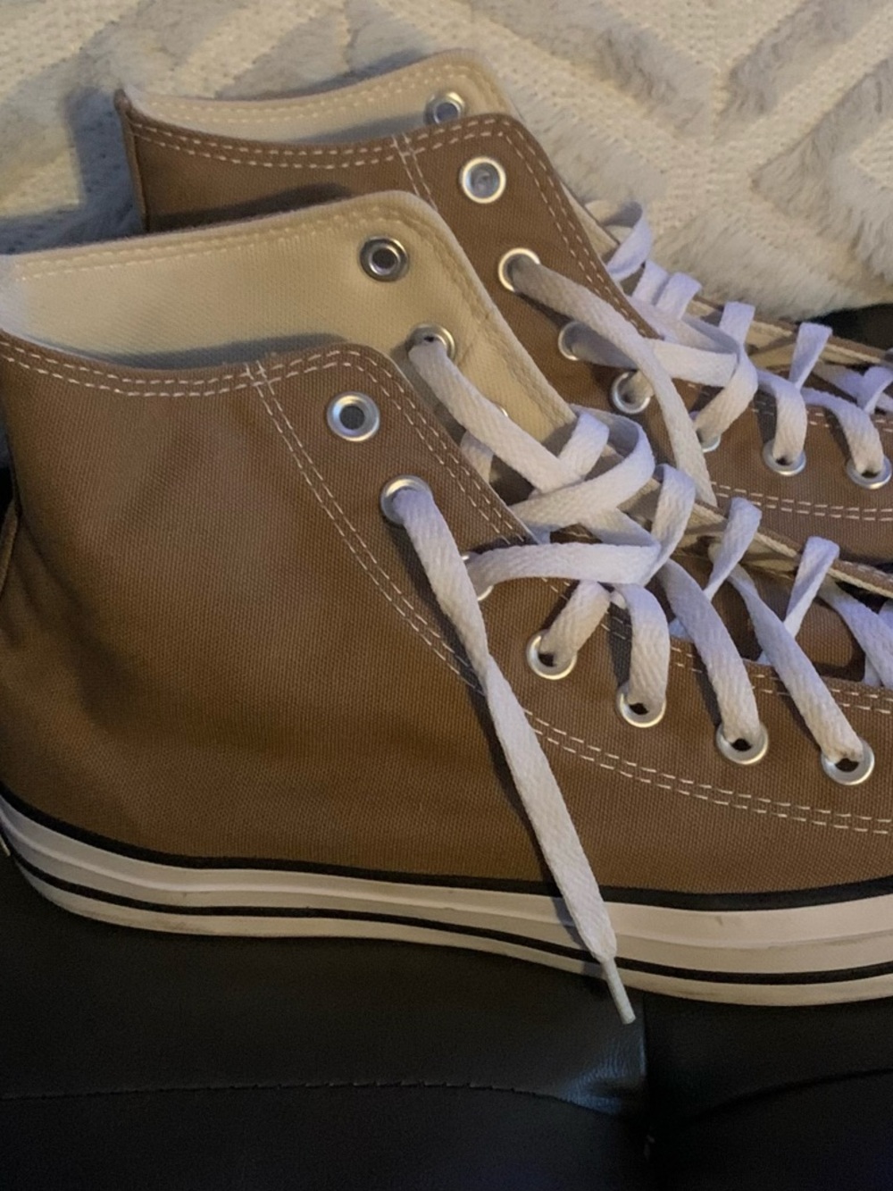 Converse High-Top Sneakers in Brown and White